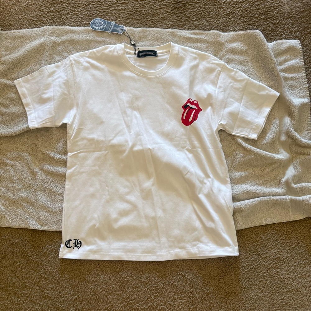 Chrome Hearts White Tee with Red Logo M